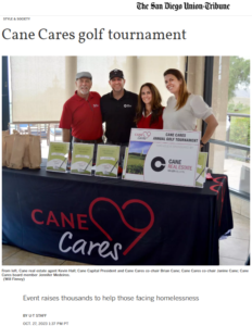 Cane Cares golf tournament SD Union-Tribune article